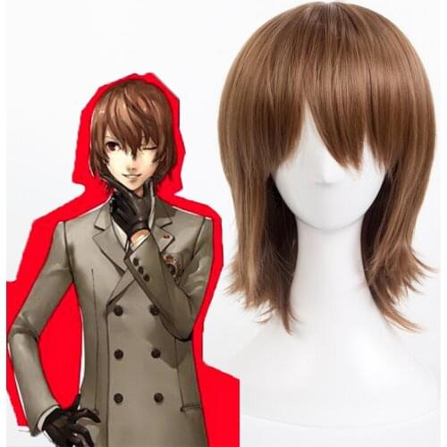 Anime Persona 5 the Animation Cosplay Wigs Goro Akechi Cosplay Wig Heat Resistant Synthetic Wig Halloween Party Game Cosplay Wig