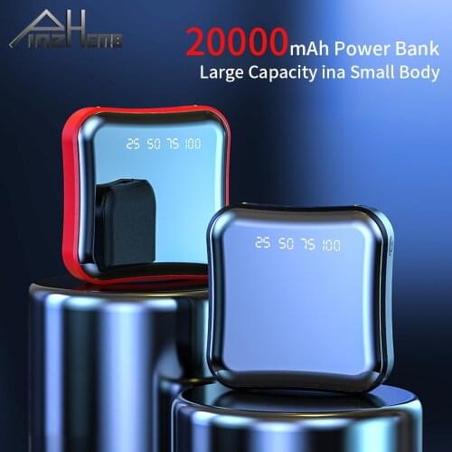 PINZHENG 20000mAh Power Bank For iPhone Xiaomi Power Bank Portable Charger External Battery LED Digital Display USB Powerbank