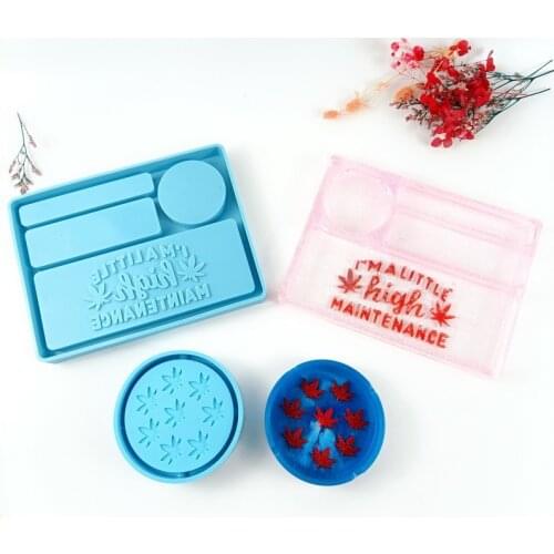 DIY Resin Silicone Mold Creative Letter Makeup Storage Box Mold Make-up Tray Mold Maple Leaf Ashtray Mold