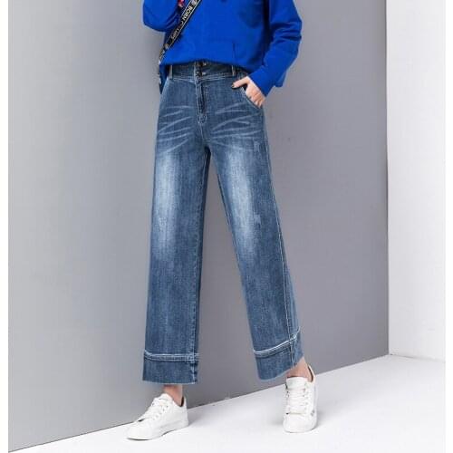 Straight jeans woman boyfriend jeans for women ripped denim plus size street wear 2019 spring summer washed blue cotton loose