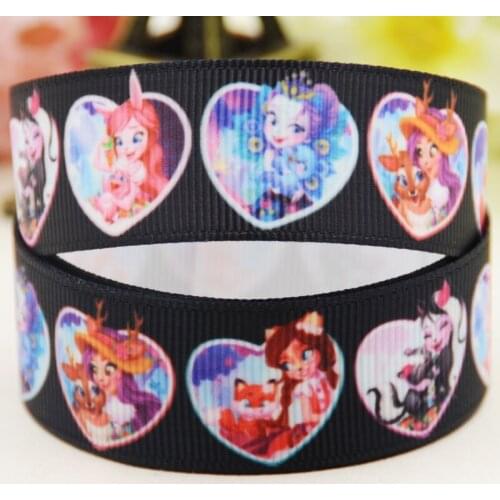 22mm 25mm 38mm 75mm ENCHANTIMALS cartoon printed Grosgrain Ribbon party decoration 10 Yards X-04645