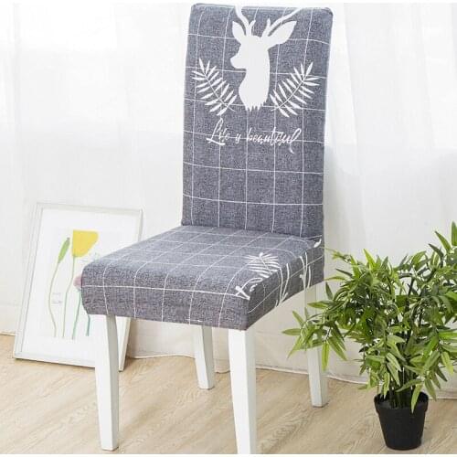 Grey Fawn pattern Chair cover Spandex elastic removable chair cover elastic anti-dirty wedding restaurant meeting chair cover