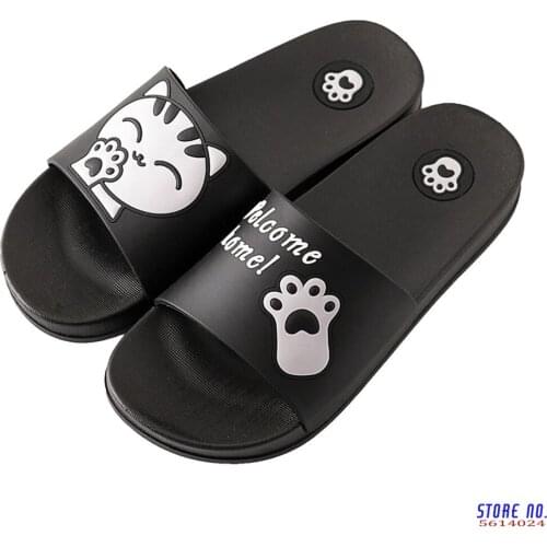 Men Women Cartoon Lovers Indoor Slippers Rabbit Cat Summer Flat Heels Slippers Non-Slip Beach Slides Home Floor Shoes