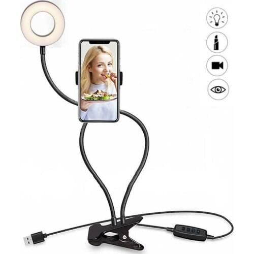 Two-in-one clip light LED hose mobile phone clip live fill light 9cm bracket stepless adjustment rotating beauty light