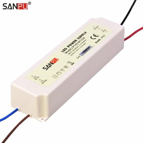 SANPU SMPS 24V 100W LED Power Supply Waterproof 4A Constant Voltage Switch Driver 220V 110V AC-DC Light Transformer IP67 White
