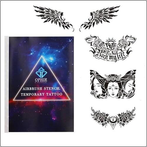 OPHIR Large Size Henna Temporary Tattoo Stencil Waterproof Airbrush Painting Template for Body Art Chest STE-X