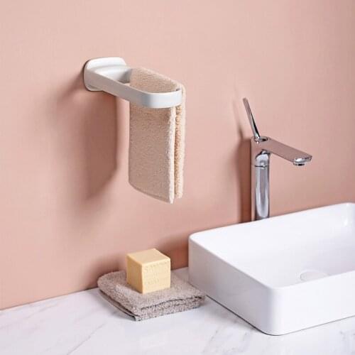 Bathroom Rack Towel Shelf Plastic hooker Wall hanger no-hole Needed Bath Shelf Organizer