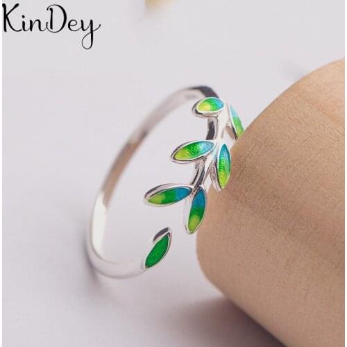 Personality Exaggerated Gothic Green Leaf Rings For Women Charm Engagement Jewelry Girls Open Finger Knuckle Rings