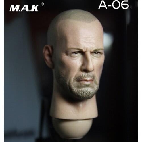 1/6 Scale Male Figure Accessory American Actor Bruce Willis Bald Head Sculpt Carved Model for 12 inches Action Figure Body