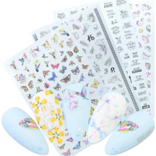 1 Sheet Hot Butterfly Bow Designs 3D Self Adhesive Nail Art Stickers Decorations Manicure Decal Tips Tools