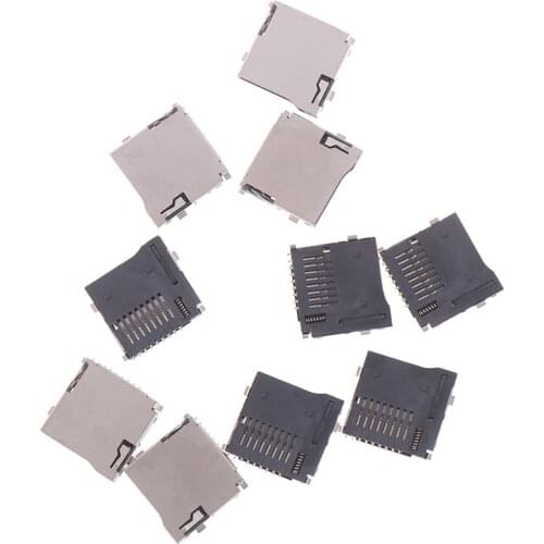 10pcs Push-Push Type TransFlash TF Micro SD Card Socket Adapter Automatic PCB Connector