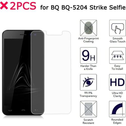 2PCS For BQ BQ-5204 Strike Selfie Glass Film HD Ultra-thin Scratch proof Tempered Glass Film For BQ 5204 Screen Protector Glass