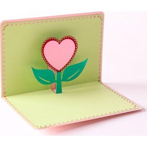 2018 New 3D Laser Cut Handmade Heart Flower Paper Greeting Cards PostCard Thanksgiving Mothers Day Teachers' Day Gift Souvenir