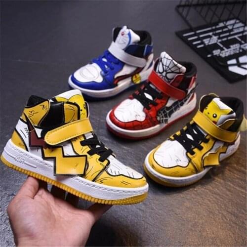2021 High Quality Cool Children Casual Shoes Hook&Loop Cartoon Sneakers Kids Lovely Sports Girls Boys Boots Tennis