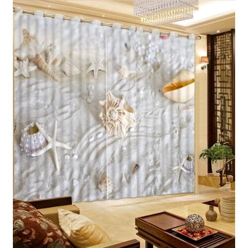 3d bedroom curtains Custom any size Conch shells and starfish beach home decor decoration modern bedroom curtains