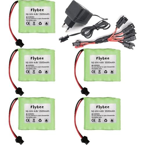 4.8V 3500mah NiMH Battery SM Plug and Charger For Rc toys Cars Tanks Robots Boats Guns Ni-MH AA 4.8 v Battery Pack toy accessory