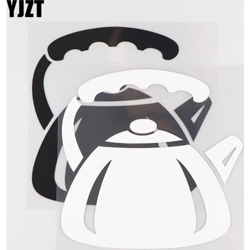 YJZT 14×13.8CM Car Sticker Cartoon Kettle Decoration Personalized Vinyl Decal Black/Silver 20D-0174