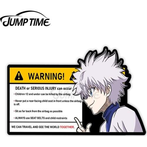 JumpTime 13 x 6.7cm Killua Zoldyck Anime Warning Car Stickers Laptop Waterproof Decal Windows Refrigerator Trunk Bumper Decor