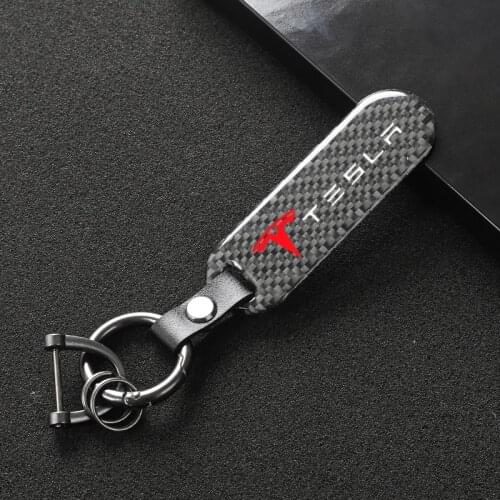Carbon fiber Car keychain 360 Degree Rotating Horseshoe keyRings for Tesla Model 3 Model X Model S Model Y 4S Car Accessories
