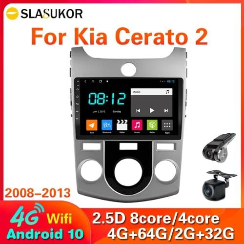 4G RAM 64G ROM Android 10 Car Multimedia Player for KIA Forte(MT) Cerato 2 2008-2013 Car Radio GPS Navigation Video Head Unit BT