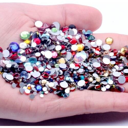 Many Colors And Mix Sizes Shiny Non Hotfix Flatback Rhinestones Glitter Nail Stones Jewelry For Nails 3D Nail Art Garment Beads