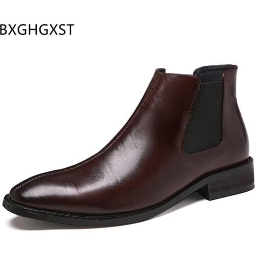 Chelsea Boots for Men Male Leather Boots Men Ankle Boots Slip on Shoes Mens Dress Shoes Loafers Wedding Dress Office 2021 Scarpe