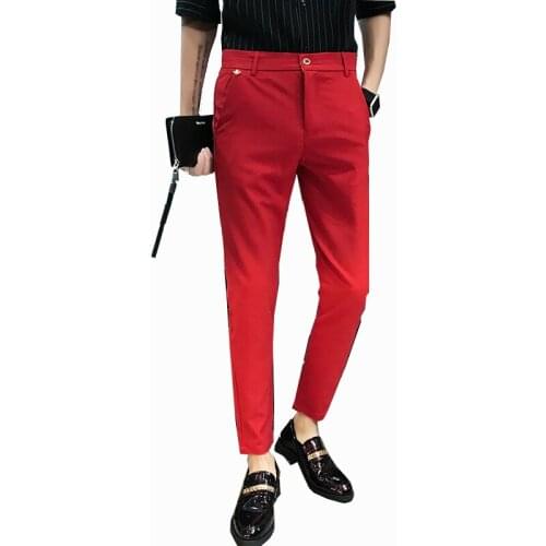 Men Suit Ankle length Pants Spring Autumn Male Casual Classic Thin Solid color Casual Business Office Formal Long Trousers