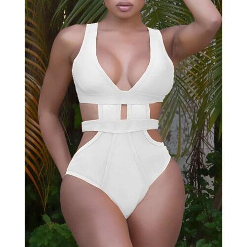 Zoctuo One Piece Swimsuit Solid Fashion Sexy Hollow Out Swimwear For Women Slim Vacation Beach Swimming Summer Bathing Suit