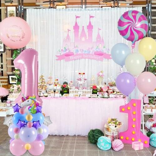Unicorn Party Balloons Number Foil Balloon 1st Birthday Party Decorations Kids One Year Unicorn Helium Globos Baby Shower