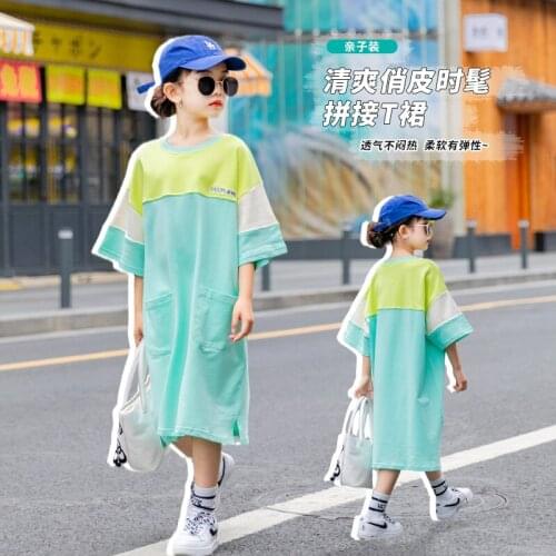 Girl T Shirt Summer High Quality Cotton T-shirt for Girls Long Baby Shirts New 2021 Summer Leisure Children Tee Dress