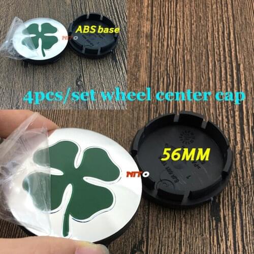 HOT SALE 4pcs/set 56mm 2.2inch 5.6cm Green Leaf Four Leaf LOGO Decal Wheel Center Cap Rim Covers Wheel HUBCAP for Alfa rome
