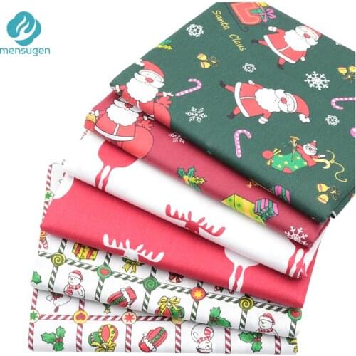Mensugen 50cm*160cm Christmas New Year Cotton Fabric to Patchwork Sewing Pillows Cushions Cloth Decoration Material