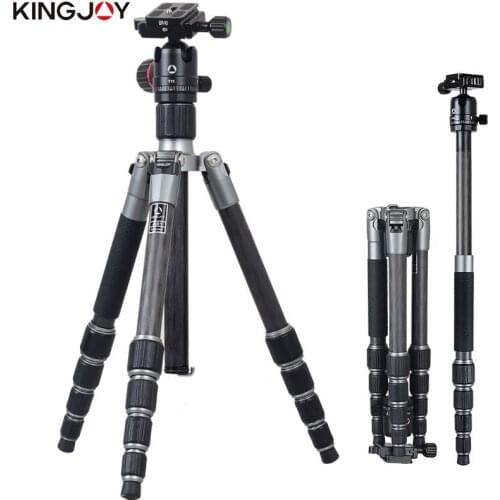 KINGJOY Official A61/A81+T11 Carbon Fiber Camera Tripod Stand Tripe Monopod Dslr For All Models Movil Flexible Stativ SLR DSLR