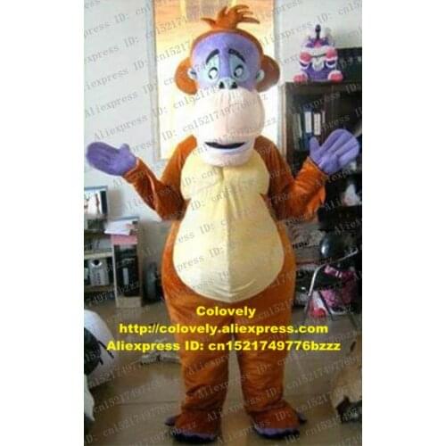 Brown Monkey Orangutan Gorilla Ape Simian Mascot Costume Adult Cartoon Character Nursery School Soliciting Business zz7430