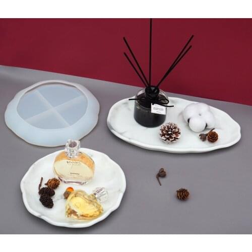 DIY Cosmetic tray porch shelf non-standard oval round epoxy resin silicone mirror mold