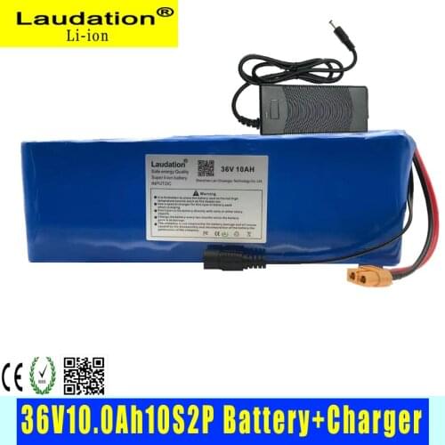 Laudation 36V 10AH 21700 Lithium Battery built-in 15A BMS, with 2a charger, suitable for scooters powerful electric bicycles