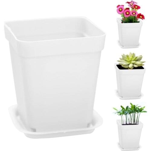 Mini Plastic Square White Flower Pot Home Office Potted Decorative Flower Pot Succulent Planting Flower Pot