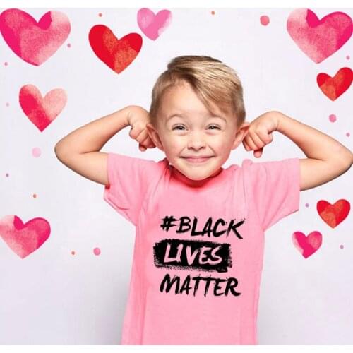 Harajuku Fashion Kids Clothes Aesthetics T Shirt Girl Casual Boys T Shirts Black Lives Matter Cool Pattern Girls Top Summer Pink