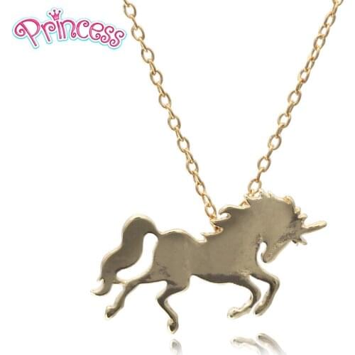 2019 Fashion Women Jewelry 45cm Necklace Loverly Gold Allloy Horse Unicorn Pendant Necklace For Girl Gift EAE Free Drop Shipping