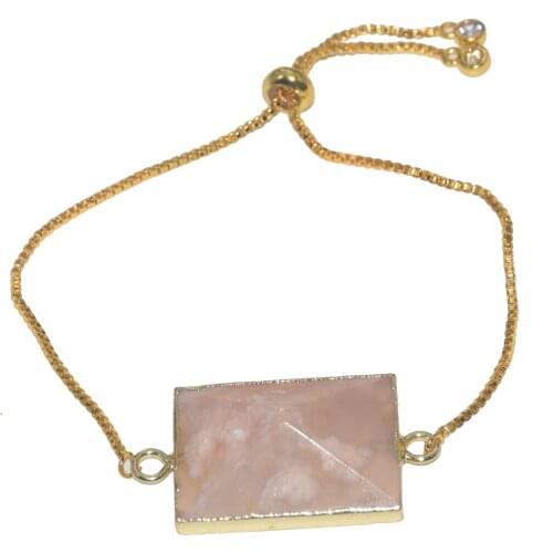 Fashion Jewelry Natural stone rectangle connector gold chain bracelet men big cherry stone pendant charm women bracelet 2019