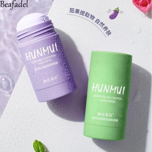 Green Tea Cleansing Mask Purifying Eggplant Clay Stick Mask Oil Control Skin Care Anti-Acne Eggplant Remove Blackhead Mud Mask