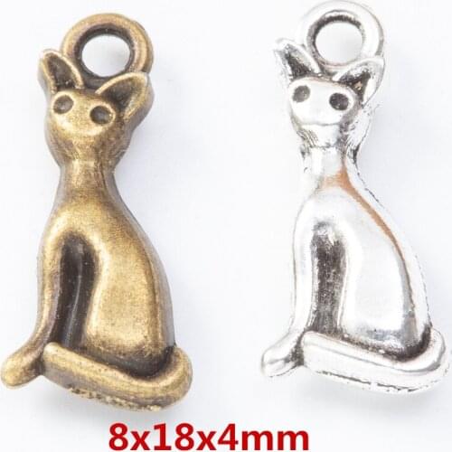 70 pieces of retro metal zinc alloy cat Pendant for DIY handmade jewelry necklace making 8186