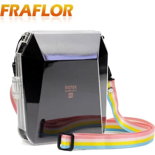 Transparent Protective Case With Colored Rope For Fujifilm Instax Share SP-3 Mini Smart Phone Instant Film Printer Crystal Case