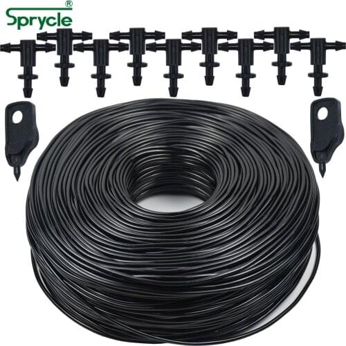 SPRYCLE 5M-140M Garden 3/5mm PVC Hose Micro Drip Irrigation System w/ 2-Way Connector 1/8'' Tubing Pipe Arrow Dripper Greenhouse