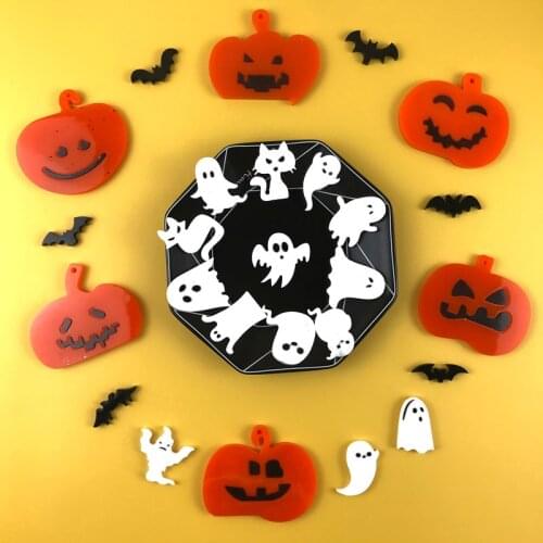 Halloween Ghost Pumpkin Keychain Silicone Mold DIY Pendant Decoration Cool Jewelry Making Decorative Hanging Epoxy Mold