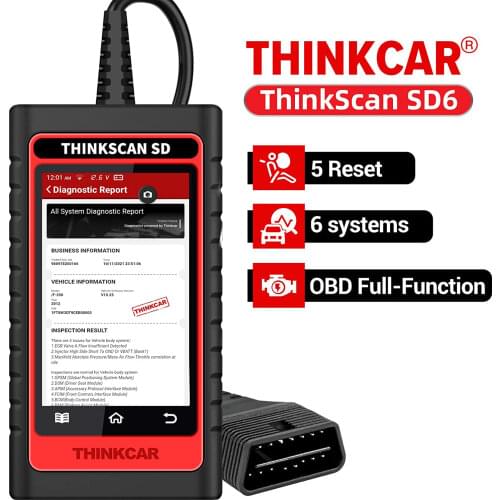 ThinkScan SD6 ABS SRS ECM TCM BCM IC OBD2 Scanner with 5 Reset Function Scan Tool Lifetime Free Update Auto Diagnostic Tool