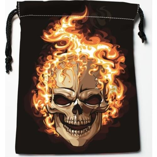 Custom ghost rider skull Drawstring Bags Printed gift bags 18*22cm Travel Pouch Storage Clothes Handbag Makeup Bag