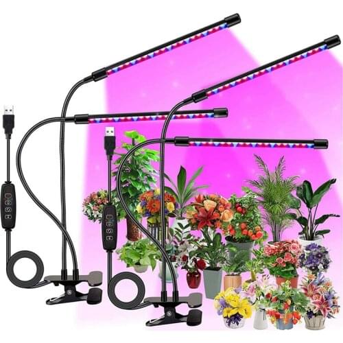 2-Pack LED Grow Lights For Indoor Plants,Grow Lamps Blue Red Spectrum With Gooseneck And Timer Setting For Seedlings