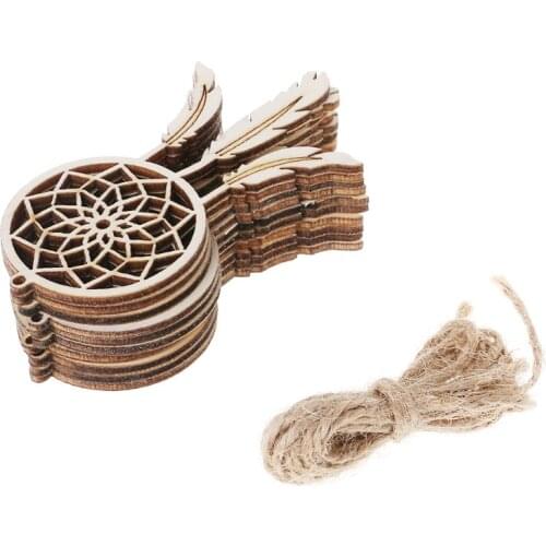 10pcs Cut Wood Dreamcatcher Embellishment Wooden Shape Craft Wedding Decor