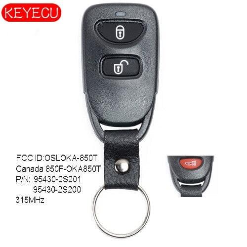 Keyecu Replacement Remote Car Key Fob 2+1 Button for Hyundai Tucson 2010-2015 - FCC# OSLOKA-850T, P/N: 95430-2S201, 95430-2S200